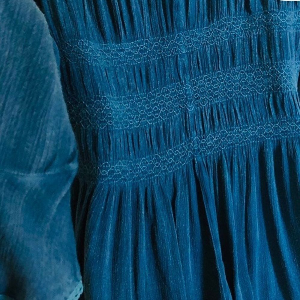 Free People Teal Blue Bird high-low Tunic Medium - Picture 7 of 9